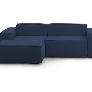 Dcagnan vaste bank, Grote 2-zits modulaire bank met linkerschiereiland, 100% Made in Italy, Moderne stoffen bank, 240x170h70 cm, Blauw
