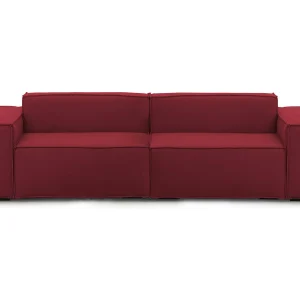 Dmelucc vaste bank, 3-zits lineaire modulaire bank, 100% Made in Italy, Moderne woonkamerbank in stof, 260x95h70 cm, Rood Dmelucc vaste bank, 3-zits lineaire modulaire bank, 100% Made in Italy, Moderne woonkamerbank in stof, 260x95h70 cm, Rood