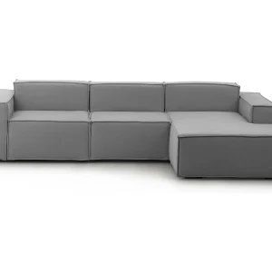 Ddzek vaste bank, 3-zits modulaire bank met rechterschiereiland, 100% Made in Italy, Moderne stoffen bank, 300x170h70 cm, Grijs Ddzek vaste bank, 3-zits modulaire bank met rechterschiereiland, 100% Made in Italy, Moderne stoffen bank, 300x170h70 cm, Grijs