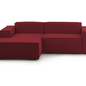 Dcagnan vaste bank, Grote 2-zits modulaire bank met linkerschiereiland, 100% Made in Italy, Moderne stoffen bank, 240x170h70 cm, Rood