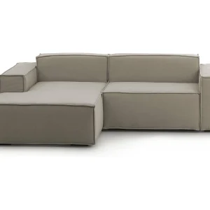 Dcagnan vaste bank, Grote 2-zits modulaire bank met linkerschiereiland, 100% Made in Italy, Moderne stoffen bank, 240x170h70 cm, Taupe