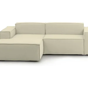 Dcagnan vaste bank, Grote 2-zits modulaire bank met linkerschiereiland, 100% Made in Italy, Moderne stoffen bank, 240x170h70 cm, Beige