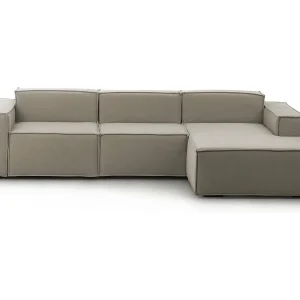 Ddzek vaste bank, 3-zits modulaire bank met rechterschiereiland, 100% Made in Italy, Moderne stoffen bank, 300x170h70 cm, Taupe Ddzek vaste bank, 3-zits modulaire bank met rechterschiereiland, 100% Made in Italy, Moderne stoffen bank, 300x170h70 cm, Taupe
