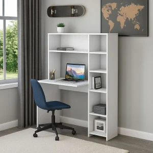 Dghin Bureau, Bureau mUltiuso, PC Holder Office Table, Werkblad, 113x40h142 cm, Wit