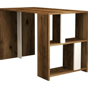 Dpican-werktafel, Multifunctioneel werk Bureau, PC-kantoortafel, Aanrecht, 120x60h75 cm, Walnoot en Wit Dpican-werktafel, Multifunctioneel werk Bureau, PC-kantoortafel, Aanrecht, 120x60h75 cm, Walnoot en Wit