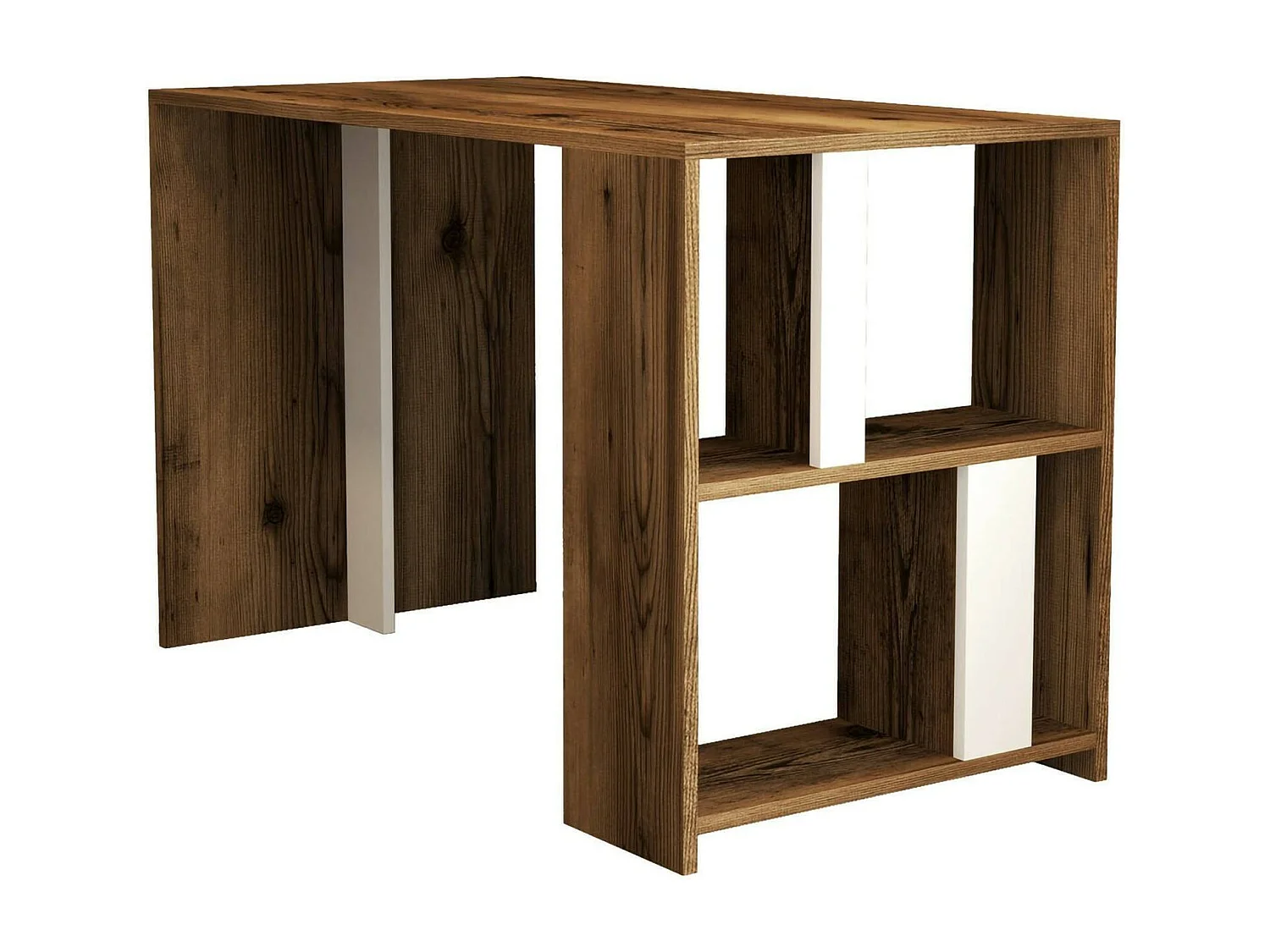 Dpican-werktafel, Multifunctioneel werk Bureau, PC-kantoortafel, Aanrecht, 120x60h75 cm, Walnoot en Wit