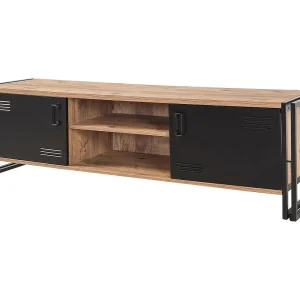 Dperott tv-meubel,Woonkamer dressoir, Lage tv garderobe, Inbouw wandvoet, 180x45h50 cm, Eiken en Zwart Dperott tv-meubel,Woonkamer dressoir, Lage tv garderobe, Inbouw wandvoet, 180x45h50 cm, Eiken en Zwart