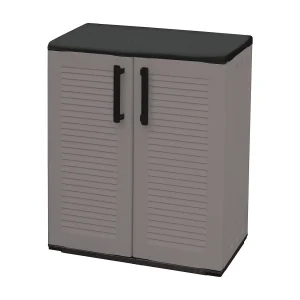 Dbavagnol buitengarderobe, mu balkonkastLtiuso, 2-deurs buitenkast, 100% Made in Italy, 68x37h84 cm, Gestreepte afwerking, Grijs en Zwart