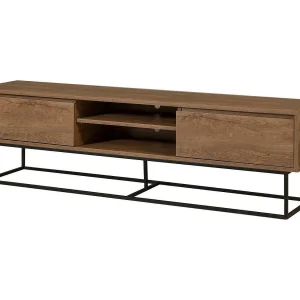 Dpicon tv-meubel, woonkamermeubel, lage tv-meubel, wandstandaard, 180x40h50 cm, walnoot en zwart