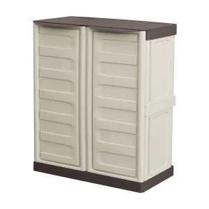 Dambrosi buitengarderobe, Multifunctionele balkongarderobe, 2-deurs buitenkast, 100% Made in Italy, Beige en Bruin, 70x39h86 cm, Gestreepte afwerking Dambrosi buitengarderobe, Multifunctionele balkongarderobe, 2-deurs buitenkast, 100% Made in Italy, Beige en Bruin, 70x39h86 cm, Gestreepte afwerking