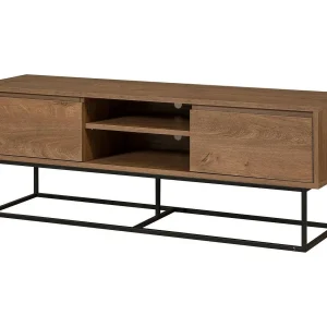 Dpicon tv-meubel, woonkamer dressoir, laag tv-meubel, gemonteerd wandonderstel, 140x40h50 cm, walnoot en zwart
