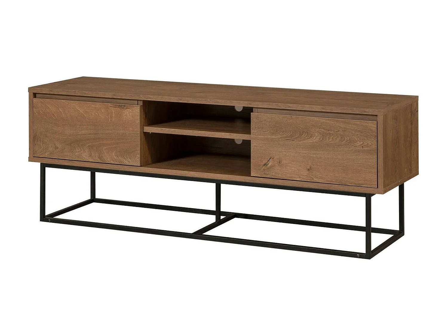Dpicon tv-meubel, woonkamer dressoir, laag tv-meubel, gemonteerd wandonderstel, 140x40h50 cm, walnoot en zwart