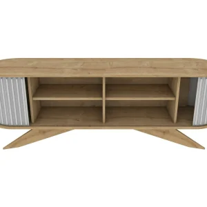 Desteve tv-meubel, woonkamermeubel, lage tv-meubel, wandmeubel, 180x43h60 cm, eik en wit Desteve tv-meubel, woonkamermeubel, lage tv-meubel, wandmeubel, 180x43h60 cm, eik en wit