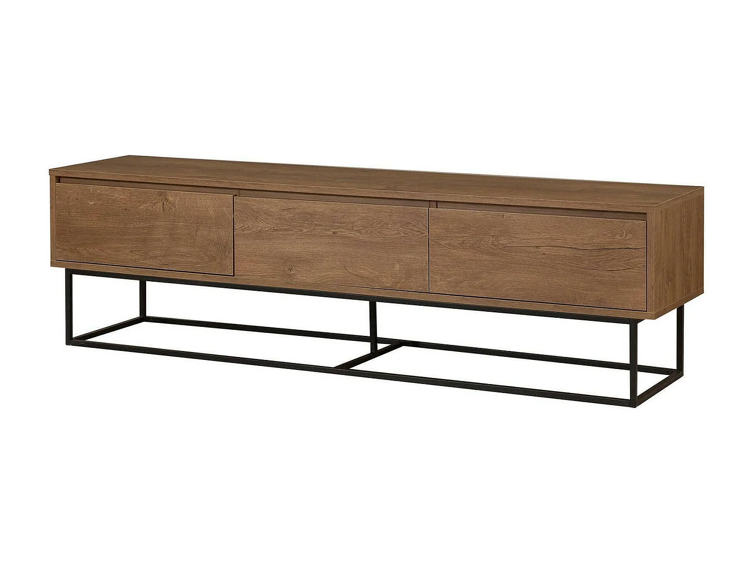 Dlapadul tv-meubel, woonkamer dressoir, garderobe baSso voor tv, Uitgeruste wandvoet, 180x40h50 cm, Walnoot en Zwart