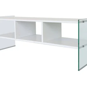 Dbennace tv-houder, woonkamer, laag tv-meubel, wandwand, 120x35h45 cm, Wit