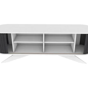 Desteve tv-houderkast, woonkamer dressoir, lage tv-kast, gemonteerde wandvoetZata, 180x43h60 cm, Antraciet en Wit Desteve tv-houderkast, woonkamer dressoir, lage tv-kast, gemonteerde wandvoetZata, 180x43h60 cm, Antraciet en Wit