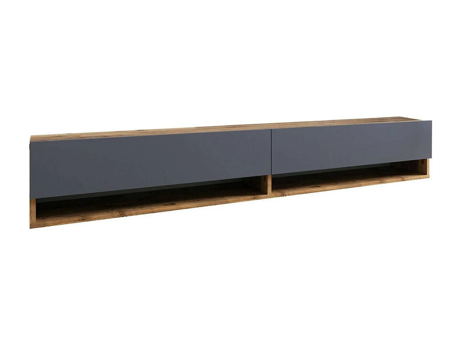 Dkechrid tv-houder, Credenza dIn de woonkamer, lage tv-kast, wandvoet, 180x32h29 cm, Eik en antraciet