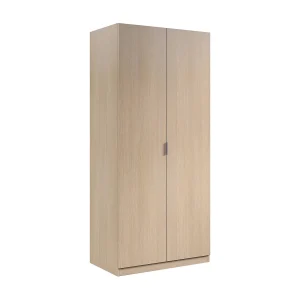 Dleon kledingkast, Slaapkamerkast met 2 draaideuren, Slaapkamermeubel met 1 plank en kledingroede, 82x52h180 cm, Eiken