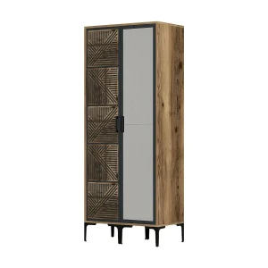 Dpagliuc 2-deurskast, Slaapkamermeubel, Inloopkast, Kledingkast, 80x201h48 cm, Walnoot en Antraciet Dpagliuc 2-deurskast, Slaapkamermeubel, Inloopkast, Kledingkast, 80x201h48 cm, Walnoot en Antraciet