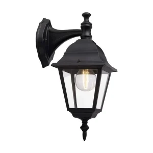 BRILLIANT NEWPORT Buiten Wandlamp naar Beneden – Zwart Metaal/Glas E27 60W BRILLIANT NEWPORT Buiten Wandlamp naar Beneden – Zwart Metaal/Glas E27 60W