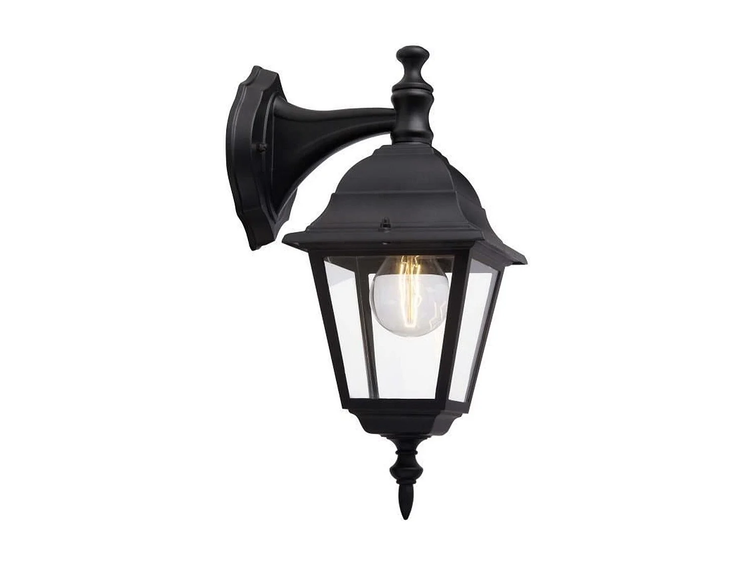 BRILLIANT NEWPORT Buiten Wandlamp naar Beneden - Zwart Metaal/Glas E27 60W
