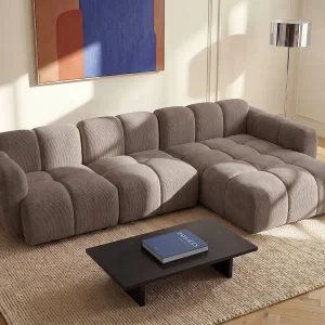 Modulaire hoekbank rechts in getextureerde taupe stof CARLIVI Modulaire hoekbank rechts in getextureerde taupe stof CARLIVI