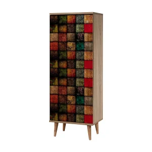Dgran schoenenrekDin, Schoenenkast, Multifunctionele Entreekast, Schoenenkast, 50x38h135 cm, Eiken en Veelkleurig Dgran schoenenrekDin, Schoenenkast, Multifunctionele Entreekast, Schoenenkast, 50x38h135 cm, Eiken en Veelkleurig