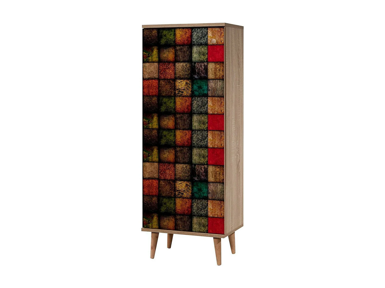 Dgran schoenenrekDin, Schoenenkast, Multifunctionele Entreekast, Schoenenkast, 50x38h135 cm, Eiken en Veelkleurig