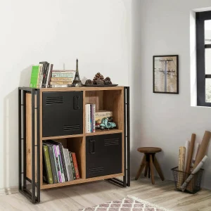 Dpecorin boekenkast, kantoorplank, boekenkast, bibliotheek, 89x35h89 cm, eiken en zwort Dpecorin boekenkast, kantoorplank, boekenkast, bibliotheek, 89x35h89 cm, eiken en zwort