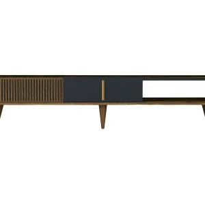 Dfirican tv-houder, woonkamer, lage tv-meubel, wandstandaard, 180x35h40 cm, walnoot en antraciet Dfirican tv-houder, woonkamer, lage tv-meubel, wandstandaard, 180x35h40 cm, walnoot en antraciet