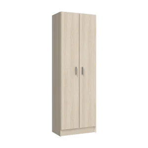 Dmarra multifunctionele kledingkast, Extra kast met 2 deuren, Schoenenrek met 3 planken, Modern hoog schoenenrek, 59x37h180 cm, Eiken Dmarra multifunctionele kledingkast, Extra kast met 2 deuren, Schoenenrek met 3 planken, Modern hoog schoenenrek, 59x37h180 cm, Eiken