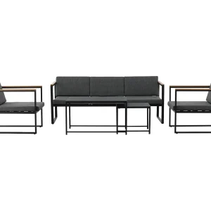 Dakar tuinmeubelset 5 delen zwart, donkergrijs.