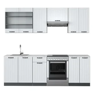 Complete keukeneenheid landhuis wit/antraciet 240x60x81.6 fame-line Complete keukeneenheid landhuis wit/antraciet 240x60x81.6 fame-line