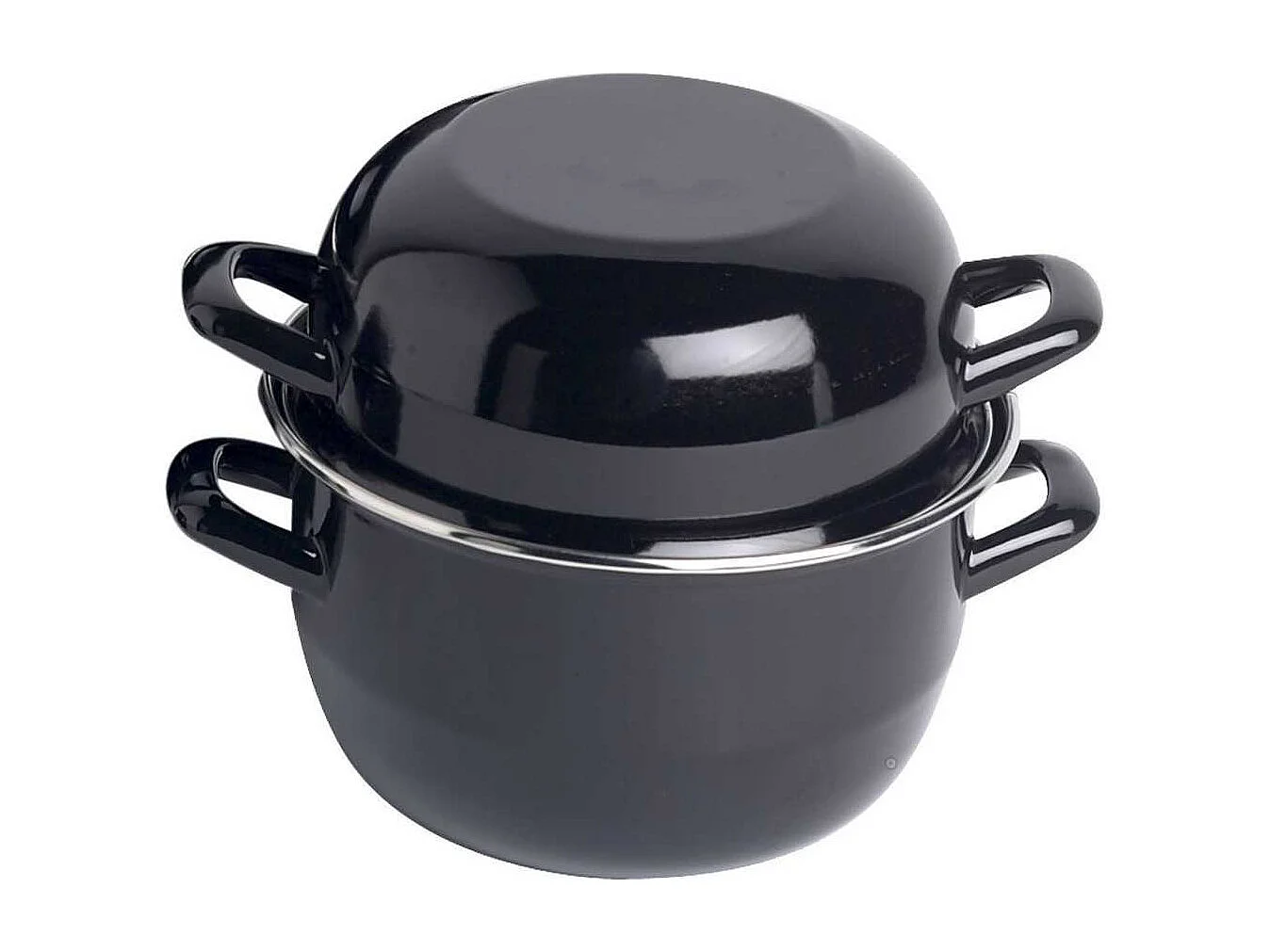 Cosy & Trendy 111.018 Zwarte Roestvrijstalen Moules Pot 1,2 KG/2,8L Inductiegeschikt