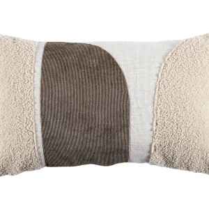 Afneembaar Kussen Beige Taupe 30x50cm van Bouclé Stof, Polyester, Geometrisch Patroon