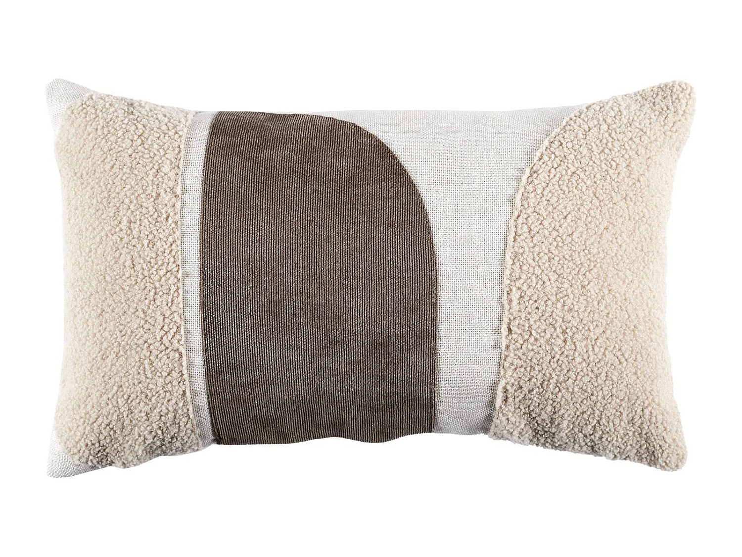Afneembaar Kussen Beige Taupe 30x50cm van Bouclé Stof, Polyester, Geometrisch Patroon