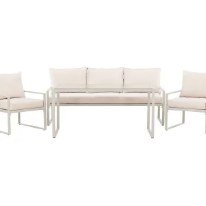 Catania lounge set 1 "eettafel", 1 bank, 2 stoelen beige.