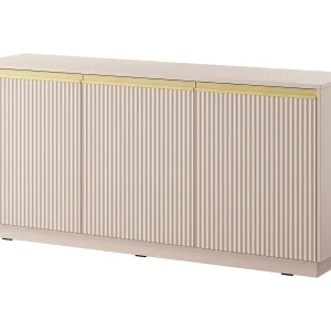 Commode 150 cm Baron, 3 deuren, geribbelde fronten – commode met soft-close, beige Commode 150 cm Baron, 3 deuren, geribbelde fronten – commode met soft-close, beige
