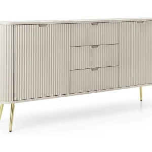Commode met lades Gerly op poten – dressoir 170 cm, 2 deuren, kasjmier + goud