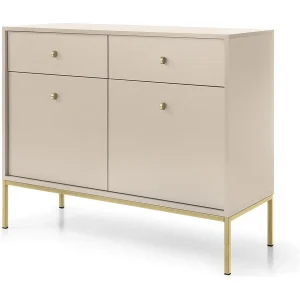 Commode met lades Monti op poten – 2 deuren, 100 cm, beige + goud