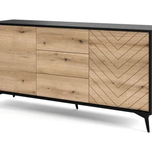 Commode 150 cm Emerald met lades – dressoir met 2 deuren, eiken Evoke Commode 150 cm Emerald met lades – dressoir met 2 deuren, eiken Evoke