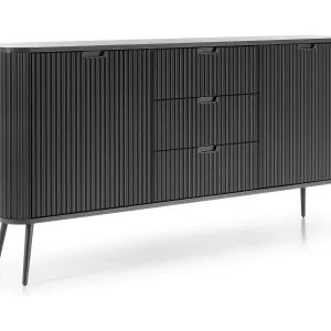 Commode met lades Gerly op poten – dressoir 170 cm, 2 deuren, zwart