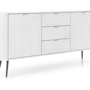 Commode met lades Gerly op poten – dressoir 170 cm, 2 deuren, wit + zwart