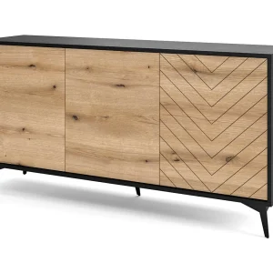 Commode 150 cm Emerald – loft dressoir met 3 deuren, eiken Evoke Commode 150 cm Emerald – loft dressoir met 3 deuren, eiken Evoke