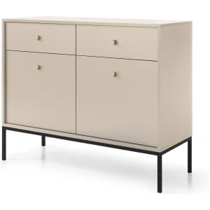 Commode met lades Monti op poten – 2 deuren, 100 cm, beige + zwart