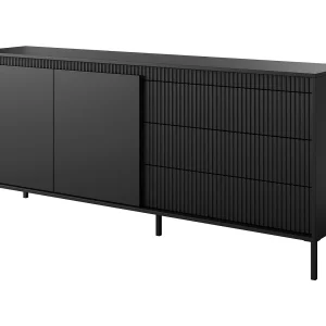 Commode 2 deuren Santori – zwart dressoir 187 cm op poten, 3 laden Commode 2 deuren Santori – zwart dressoir 187 cm op poten, 3 laden