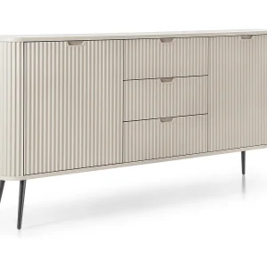 Commode met lades Gerly op poten – dressoir 170 cm, 2 deuren, kasjmier + zwart