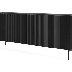 Commode 195 cm Galiano – 4 deuren, hoge poten – zwarte commode voor de woonkamer Commode 195 cm Galiano – 4 deuren, hoge poten – zwarte commode voor de woonkamer