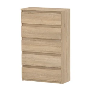 Commode met 5 laden Sonoma eik 70 cm – Ruim TV-meubel in loft-stijl voor woonkamers