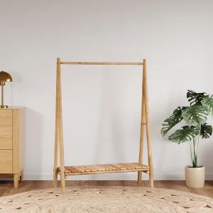 Kledingrek teakhout B118 cm kleur licht naturel – CALERINO Kledingrek teakhout B118 cm kleur licht naturel – CALERINO